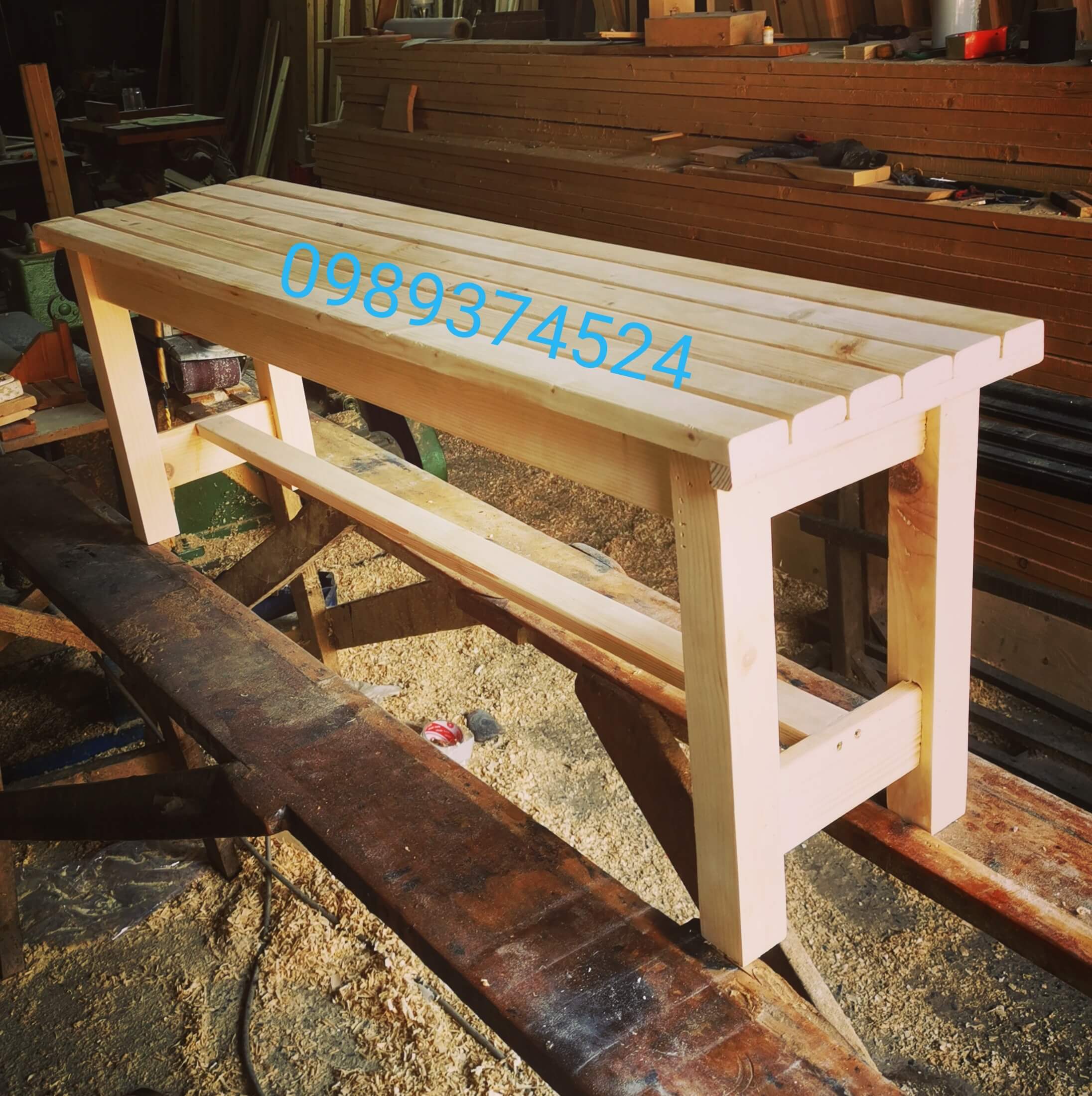 Ghế gỗ thông ngồi xông hơi dài 1,2 m rộng 31cm